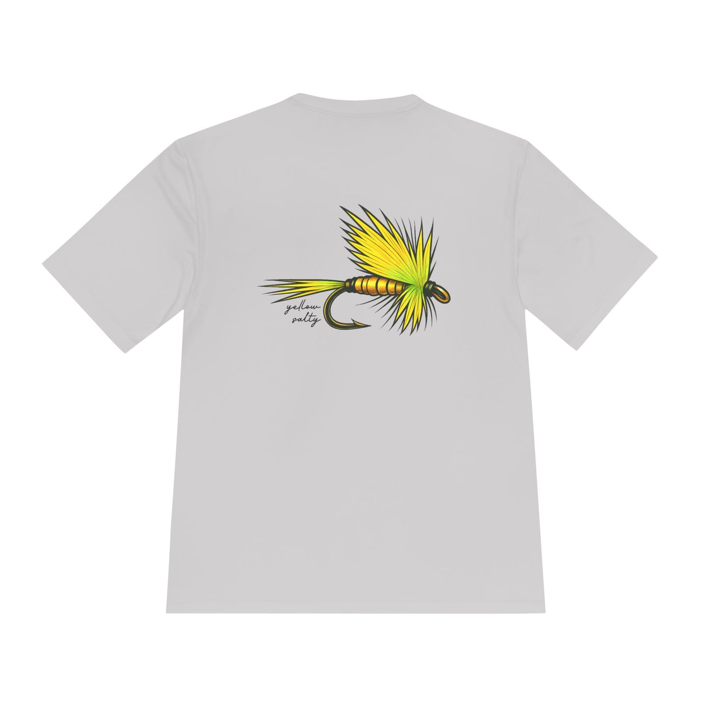 Yellow Salty Dry Fly Original Design Tee Shirt - Moisture Wicking Tee